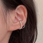 Rhinestone Hoop Clip-on Earring 1 Pc - Silver - One Size