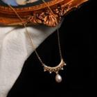 Faux Pearl Pendant Necklace S925 Silver - Gold - One Size