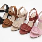 Chunky-heel Buckled Faux-suede Sandals