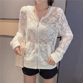 Lace Zip-up Hooded Jacket