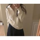 Contrast-trim Rib-knit Anorak Sweater