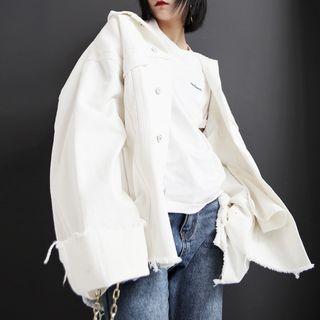 Fray-trim Oversized Denim Jacket