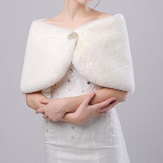 Rhinestone Faux Fur Capelet