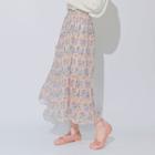 Crystal-pleat Maxi Floral Skirt