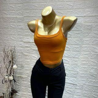 Mock Two Piece Plain Cropped Tank Top