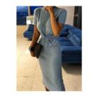 Round-neck Tie-front Midi Dress