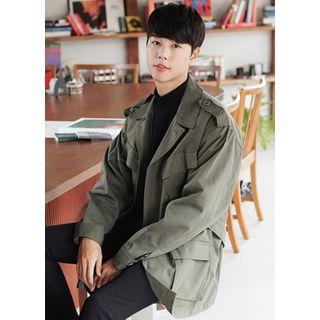 Epaulet Military Jacket With Belt