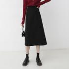 Midi A-line Wool Skirt