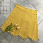 Fray Hem Scallop Trim A-line Skirt