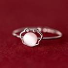 Cat Eye Stone Ring 1pc - Silver - One Size