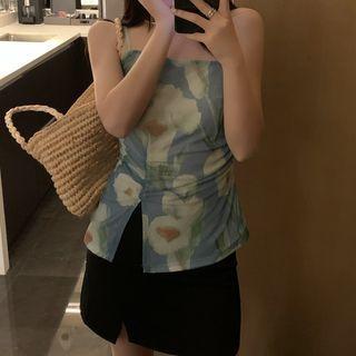 Printed Slit Camisole Top Camisole Top - One Size