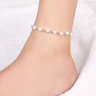 Faux Pearl Anklet Silver - One Size