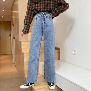 Straight Cut High Waist Wide Leg Jeans