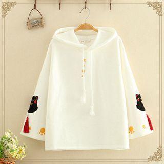 Cat Printed Plain Hoodie