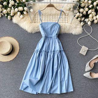 Cutout Open-back Spaghetti-strap Dress