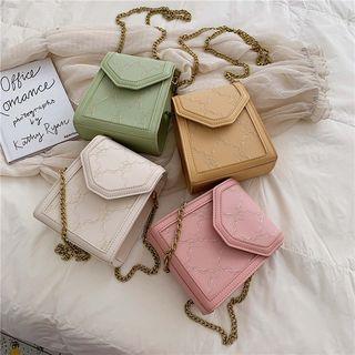 Embroidered Mesh Paneled Crossbody Bag