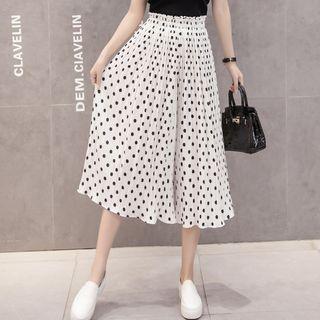 Polka Dot Cropped Chiffon Wide-leg Pants