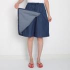 Band-waist Denim Skort Blue - One Size