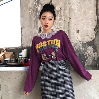 Lace-collar Graphic T-shirt