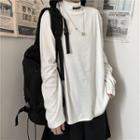 White High-neck Loose-fit Top