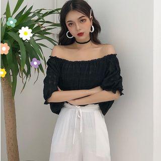 Short-sleeve Off Shoulder Top / Wide-leg Pants