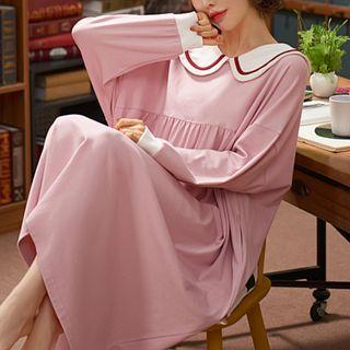 Lapel Long-sleeve Sleep Dress