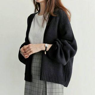 Raglan Sleeve Plain Knit Cardigan