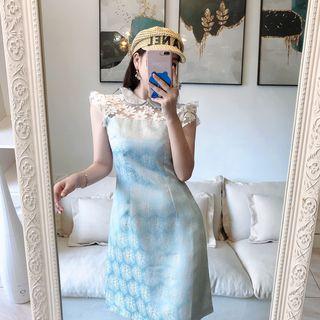 Flower Panel Sleeveless A-line Dress