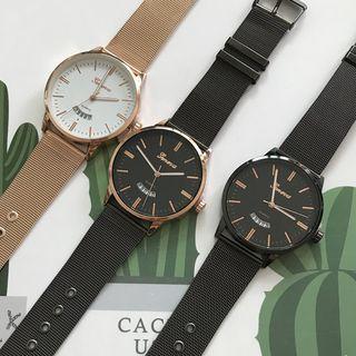 Milanese Strap Watch With Date Display