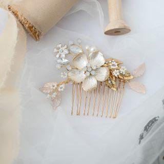 Flower Headpiece White & Gold - One Size