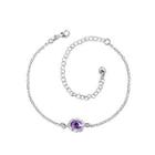 Simple And Fashion Pattern Purple Cubic Zircon Anklet Silver - One Size