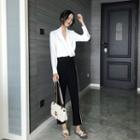 Contrast Trim Wide-leg Pants As Shown In Figure - One Size