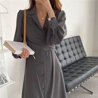V-neck Midi A-line Blazer Dress