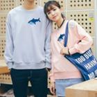 Couple Matching Embroidery Whale Pullover