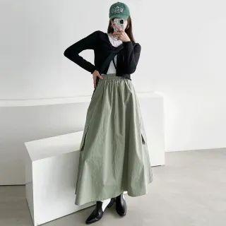 Cargo-pocket Maxi A-line Skirt