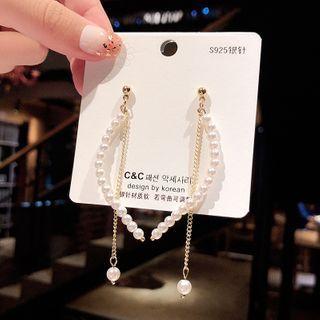 Faux Pearl Fringed Earring 1 Pair - E1250 - Gold - One Size