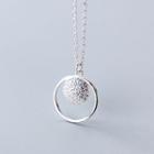 925 Sterling Silver Rhinestone Disc & Hoop Pendant Necklace S925 Silver - Set - One Size