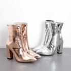 Block-heel Metallic Short Boots