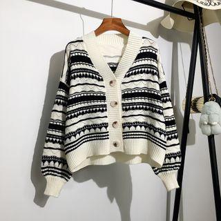 Cropped Striped Cropped Knit Jacket