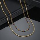 Beaded Chain Necklace / Anklet / Drop Earring / Set