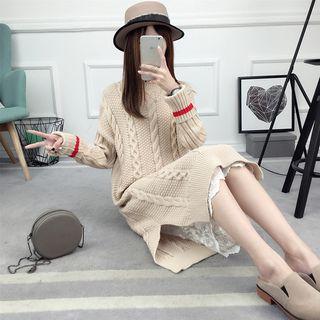 Long-sleeve Rip Knit Dress