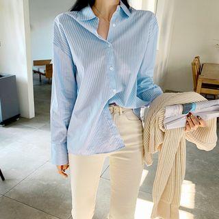 Colored Wide-cuff Stripe Shirt