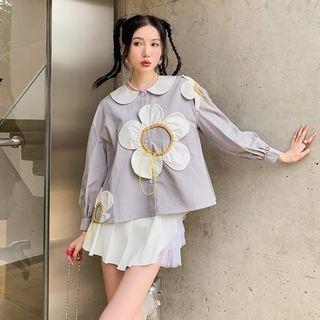Long-sleeve Floral Accent Blouse