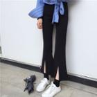 Slit-hem Boot-cut Cropped Pants