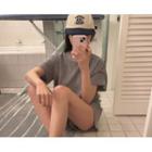 [dearest] Drop-shoulder Terry T-shirt Gray - One Size