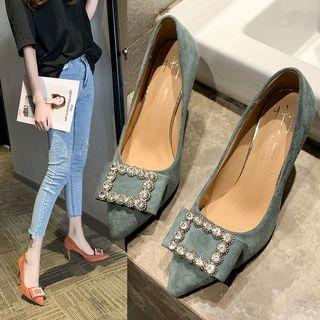 Pointy Rhinestone Stiletto Heel Pumps