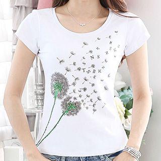 Dandelion Print Short Sleeve T-shirt
