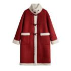 Fleece Panel Toggle Button Coat / Long Coat
