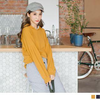 Drop Shoulder Striped Lining Hoodie
