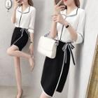 Set: 3/4-sleeve Shirt + Wrap Pencil Skirt